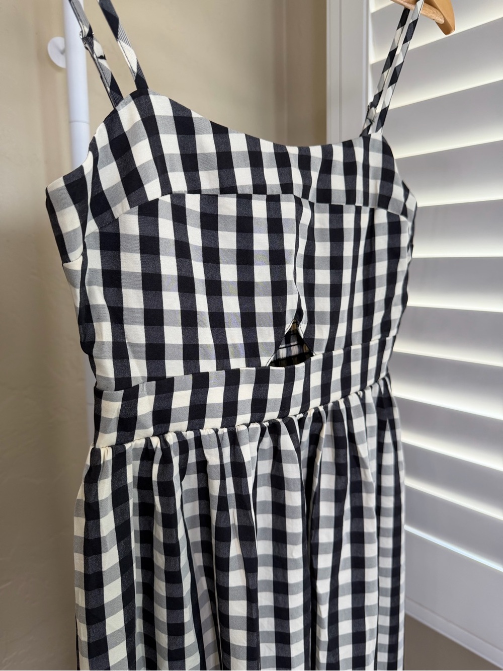 Commense Gingham Cotton Blend Cutout Cami Maxi Dress Black White XS NWT - Picture 7 of 12